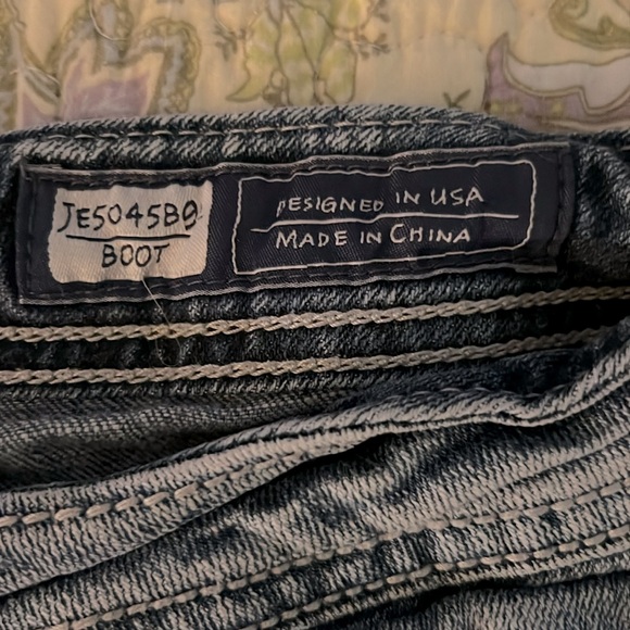 MISS ME 👖 VINTAGE DISTRESSED RIPPED LEATHER CROSS BOOTCUT JEANS Women’s 36 L32 - Picture 9 of 12